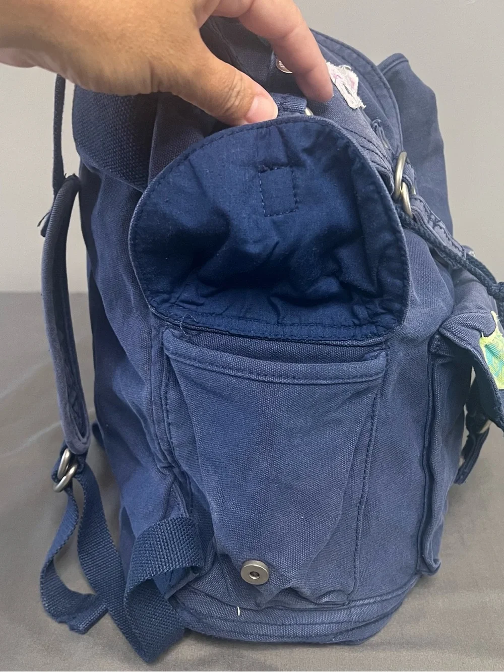 VTG Y2K Aeropostale Navy Blue Canvas Drawstring Rucksack Small Backpack